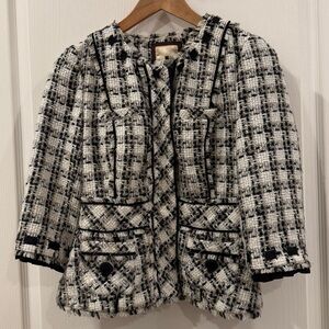 Anthropology Elevenses Black and White Tweed Lady Jacket